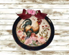 Dollar Tree Round Charger PLATE Farmhouse Country Wall Art Rooster With Pink Roses Handmade Gift Idea Crafters Delight {{ JAMsCraftCloset }}