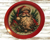 TRAY RED METAL ROUND Decoupaged Hand Painted Upcycled Repurposed Wall Art SANTA FACE - I STILL BELIEVE With Bling Home Decor Christmas Wall Art Gift - JAMsCraftCloset