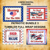TUMBLER Full Wrap Sublimation Digital Graphic Design PATRIOTIC DESIGNS FROM BUNDLE 3 Download RED WHITE BLUE SVG-PNG Patio Porch Decor Gift Picnic Crafters Delight - Digital Graphic Design - JAMsCraftCloset