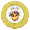 ROUND DIGITAL Graphic Design CHICK WITH FLOWERS IN HER HAIR - HAPPY EASTER Sublimation PNG SVG Country Farmhouse Home Decor Sign Shelf Sitter Wall Art Decor Wreath EASTER Design Gift Crafters Delight - JAMsCraftCloset