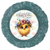ROUND DIGITAL Graphic Design CHICK WITH FLOWERS IN HER HAIR - HAPPY EASTER Sublimation PNG SVG Country Farmhouse Home Decor Sign Shelf Sitter Wall Art Decor Wreath EASTER Design Gift Crafters Delight - JAMsCraftCloset