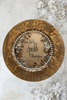 PLATE CHARGER GOLD EMBOSSED FLORAL PLASTIC ROUND DECOUPAGED Upcycled Repurposed Wall Art or Shelf Sitter LEAVE A TRAIL OF SPARKLE Home Decor Wedding Gift - JAMsCraftCloset