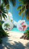 SCALLOP SEASHELL CHRISTMAS ORNAMENT- Shell FLAMINGO Christmas Ornaments SET 2 - BEACH COASTAL DECOR - Handmade Hand Painted DECOUPAGED Repurposed Upcycled Gift SET OF 2 Ornaments - JAMsCraftCloset