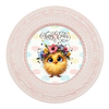 ROUND DIGITAL Graphic Design CHICK WITH FLOWERS IN HER HAIR - HAPPY EASTER Sublimation PNG SVG Country Farmhouse Home Decor Sign Shelf Sitter Wall Art Decor Wreath EASTER Design Gift Crafters Delight - JAMsCraftCloset