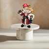 Shelf Sitters SANTA HOLDING WREATH AND BAG ON A STICK Ceramic Vintage Holiday Decoration Christmas Decor Gift Idea - JAMsCraftCloset