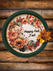 Metal Round TRAY Farmhouse Country Pumpkins Leaves and Floral Wall Art HAPPY FALL Y'ALL Handmade Gift Idea {{ JAMsCraftCloset }}