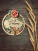 Metal Round TRAY Farmhouse Country Roses and Lilacs Wall Art WELCOME Cottage Chic Victorian Decor Handmade Gift Idea {{ JAMsCraftCloset }}