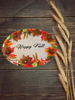 Hard Plastic OVAL TRAY Farmhouse Country Leaves, Acorns, Wheat Wall Art HAPPY FALL Cottage Chic Victorian Decor Handmade Gift Idea {{ JAMsCraftCloset }}