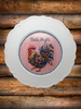 PLATE CHARGER WHITE PLASTIC ROUND Decoupaged Hand Painted Upcycled Repurposed Wall Art DATE NIGHT Home Decor Closet Wall Art Gift - JAMsCraftCloset