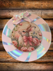 Plastic Round Pink and Silver TRAY Farmhouse Country Easter Decor BUNNY WITH BOW Wall Art HAPPY EASTER Cottage Chic Victorian Decor Handmade Gift Idea &nbsp;- JAMsCraftCloset