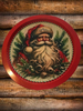 TRAY RED METAL ROUND Decoupaged Hand Painted Upcycled Repurposed Wall Art SANTA FACE - I STILL BELIEVE With Bling Home Decor Christmas Wall Art Gift - JAMsCraftCloset