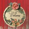 Metal Round TRAY Farmhouse Country Roses and Lilacs Wall Art WELCOME Cottage Chic Victorian Decor Handmade Gift Idea {{ JAMsCraftCloset }}