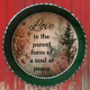 Cake Pan Forrest Green LOVE IS THE PUREST FORM Farmhouse Country Forrest and Pink Roses Wall Art Handmade Hand Painted Repurposed Upcycled Gift Idea Crafters Delight {{ JAMsCraftCloset }}