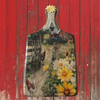 Wood Cutting Board Hand Painted Decoupaged RED BARN HENS DAISIES CHALKBOARD ON BACK Wall Art Kitchen Office Decor Gift Idea Repurposed Upcycled - JAMsCraftCloset