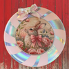 Plastic Round Pink and Silver TRAY Farmhouse Country Easter Decor BUNNY WITH BOW Wall Art HAPPY EASTER Cottage Chic Victorian Decor Handmade Gift Idea &nbsp;- JAMsCraftCloset