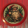 TRAY RED METAL ROUND Decoupaged Hand Painted Upcycled Repurposed Wall Art SANTA FACE - I STILL BELIEVE With Bling Home Decor Christmas Wall Art Gift - JAMsCraftCloset