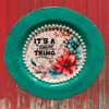 PLATE CHARGER TEAL AQUA PLASTIC ROUND DECOUPAGED Upcycled Repurposed Wall Art or Shelf Sitter IT IS A FOREVER THING Home Decor Wall Art Gift WEDDING - JAMsCraftCloset