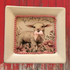 Heavy Ceramic Square Dish Wall Art EASTER Lamb With Bow Home Decor Nursery Decor Handmade Decor Gift Idea &nbsp;- JAMsCraftCloset