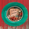 PLATE CHARGER TEAL AQUA PLASTIC ROUND DECOUPAGED Upcycled Repurposed Wall Art or Shelf Sitter WITH YOU I AM HOME Home Decor Wall Art Gift WEDDING - JAMsCraftCloset