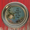 TRAY SHINY SILVER PLASTIC ROUND Decoupaged Hand Painted Upcycled Repurposed Wall Art THE MOST WONDERFUL TIME OF THE YEAR Home Decor Christmas Wall Art Gift - JAMsCraftCloset