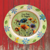 PLATE FLORAL PLASTIC ROUND DECOUPAGED Upcycled Repurposed Wall Art or Shelf Sitter LAZY DAYS OF SUMMER Green Red Blue Floral Home Decor Wall Art Gift WEDDING - JAMsCraftCloset