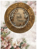 PLATE CHARGER GOLD EMBOSSED FLORAL PLASTIC ROUND DECOUPAGED Upcycled Repurposed Wall Art or Shelf Sitter LEAVE A TRAIL OF SPARKLE Home Decor Wedding Gift - JAMsCraftCloset