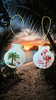 SCALLOP SEASHELL CHRISTMAS ORNAMENT- Shell FLAMINGO Christmas Ornaments SET 2 - BEACH COASTAL DECOR - Handmade Hand Painted DECOUPAGED Repurposed Upcycled Gift SET OF 2 Ornaments - JAMsCraftCloset