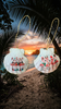 SCALLOP SEASHELL CHRISTMAS ORNAMENT- Shell FLAMINGO Christmas Ornaments SET 1 - BEACH COASTAL DECOR - Handmade Hand Painted DECOUPAGED Repurposed Upcycled Gift SET OF 2 Ornaments - JAMsCraftCloset