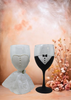 Stemware Glasses BRIDE and GROOM WINE Toasting Glasses WEDDING Hand Painted Black and White With Bling and Lace - JAMsCraftCloset