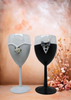 Stemware Glasses BRIDE and GROOM WINE Toasting Glasses WEDDING Hand Painted Black and White With Bling, Rose. Plaid Tie - JAMsCraftCloset