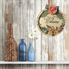 Metal Round TRAY Farmhouse Country Roses and Lilacs Wall Art WELCOME Cottage Chic Victorian Decor Handmade Gift Idea {{ JAMsCraftCloset }}