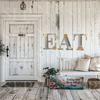 Hand Painted Fiberboard Letters Dusty Blue With Tan and Cream Floral Accents EAT Decorative Wall Art Kitchen Dining Room Decor Set of 3 Gift Idea - JAMsCraftCloset