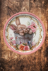 Metal Round TRAY Farmhouse Country EASTER BUNNY IN PAIL Wall Art HAPPY EASTER Cottage Chic Victorian Decor Handmade Gift Idea {{ JAMsCraftCloset }}