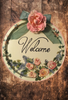 Metal Round TRAY Farmhouse Country Roses and Lilacs Wall Art WELCOME Cottage Chic Victorian Decor Handmade Gift Idea {{ JAMsCraftCloset }}
