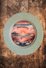 PLATE CHARGER TEAL AQUA PLASTIC ROUND DECOUPAGED Upcycled Repurposed Wall Art or Shelf Sitter GOOD MORNING - BEACH SCENE Home Coffee Bar KITCHEN Bathroom Decor Gift WEDDING - JAMsCraftCloset