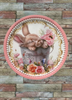 Metal Round TRAY Farmhouse Country EASTER BUNNY IN PAIL Wall Art HAPPY EASTER Cottage Chic Victorian Decor Handmade Gift Idea {{ JAMsCraftCloset }}