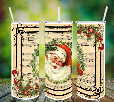 TUMBLER Full Wrap Sublimation Digital Graphic Design Download SANTA CLAUS SO JOLLY SVG-PNG Faith Christmas Holiday Decor Gift Crafters Delight - Digital Graphic Design - JAMsCraftCloset