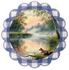 ROUND Digital Graphic Design HUNTERS AND FISHERMENS DELIGHT Lake Scene With Animals First Home Sublimation Decoupage PNG SVG Country Farmhouse Home Decor Wall Art Shelf Sitter Gift Crafters Delight - JAMsCraftCloset