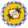 ROUND Digital Graphic Design &nbsp;Merry Christmas Holly Berries Yellow Background - CHRISTMAS DESIGN PNG-JPEG-PDF-SVG-Decoupage-Sublimation Design Graphic Country Farmhouse Home Decor HOLIDAY Decor Gift Crafters Delight - JAMsCraftCloset