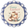 ROUND DIGITAL Graphic Design CHICK WITH HAT AND BUTTERFLIES - HAPPY EASTER Sublimation PNG SVG Country Farmhouse Home Decor Sign Shelf Sitter Wall Art Decor Wreath EASTER Design Gift Crafters Delight - JAMsCraftCloset