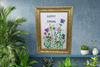 Pen and Ink Watercolor Framed Wall Art HAPPY SPRING Flower Garden Home Decor Gift Idea Handmade - JAMsCraftCloset