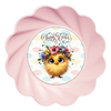 ROUND DIGITAL Graphic Design CHICK WITH FLOWERS IN HER HAIR - HAPPY EASTER Sublimation PNG SVG Country Farmhouse Home Decor Sign Shelf Sitter Wall Art Decor Wreath EASTER Design Gift Crafters Delight - JAMsCraftCloset
