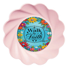 ROUND Digital Graphic Design - WALK BY FAITH VIBRANT FLORAL BLUE BACKGROUND - Wedding Gift HOME DECOR Sublimation Decoupage PNG SVG PDF JPEG Country Farmhouse Wall Art Shelf Sitter Gift Crafters Delight - JAMsCraftCloset