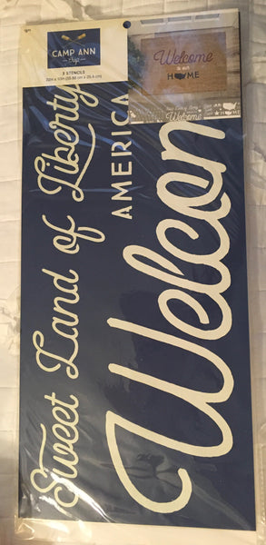 Plastic STENCIL - NEW - Camp Ann Craft - HOME, WELCOME, ABC's - 3 Stencils 22 by 10 Inches - Reusable Stencil - Happy Crafting - JAMsCraftCloset