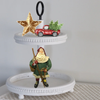 Shelf Sitters SANTA WEARING GREEN CARRYING STICK AND LANTERN Paper Mache Vintage Holiday Decoration Christmas Decor Gift Idea Discontinued