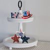 PATRIOTIC STARS SET 2 Chunky Wooden Hand Painted Handmade Sparkly Love America Patriotic Decoration Home Decor Holiday Set of 3- JAMsCraftCloset