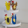 FARM ANIMALS Chunky Wooden YELLOW HEN NO WING Hand Painted Handmade Sparkly Farmhouse Decoration Home Decor Kitchen Decor Tiered Tray Decor Wood Decor - JAMsCraftCloset