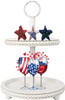 PATRIOTIC STARS SET 2 Chunky Wooden Hand Painted Handmade Sparkly Love America Patriotic Decoration Home Decor Holiday Set of 3- JAMsCraftCloset