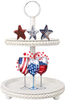 PATRIOTIC STARS SET 1 Chunky Wooden Hand Painted Handmade Sparkly Love America Patriotic Decoration Home Decor Holiday Set of 3- JAMsCraftCloset