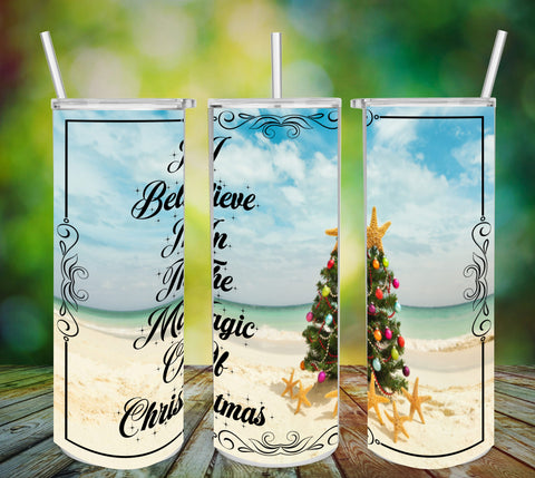TUMBLER Full Wrap Sublimation Digital Graphic Design Download I BELIEVE IN THE MAGIC OF CHRISTMAS SVG-PNG Kitchen Christmas Design Patio Porch Decor Gift Crafters Delight - Digital Graphic Design - JAMsCraftCloset